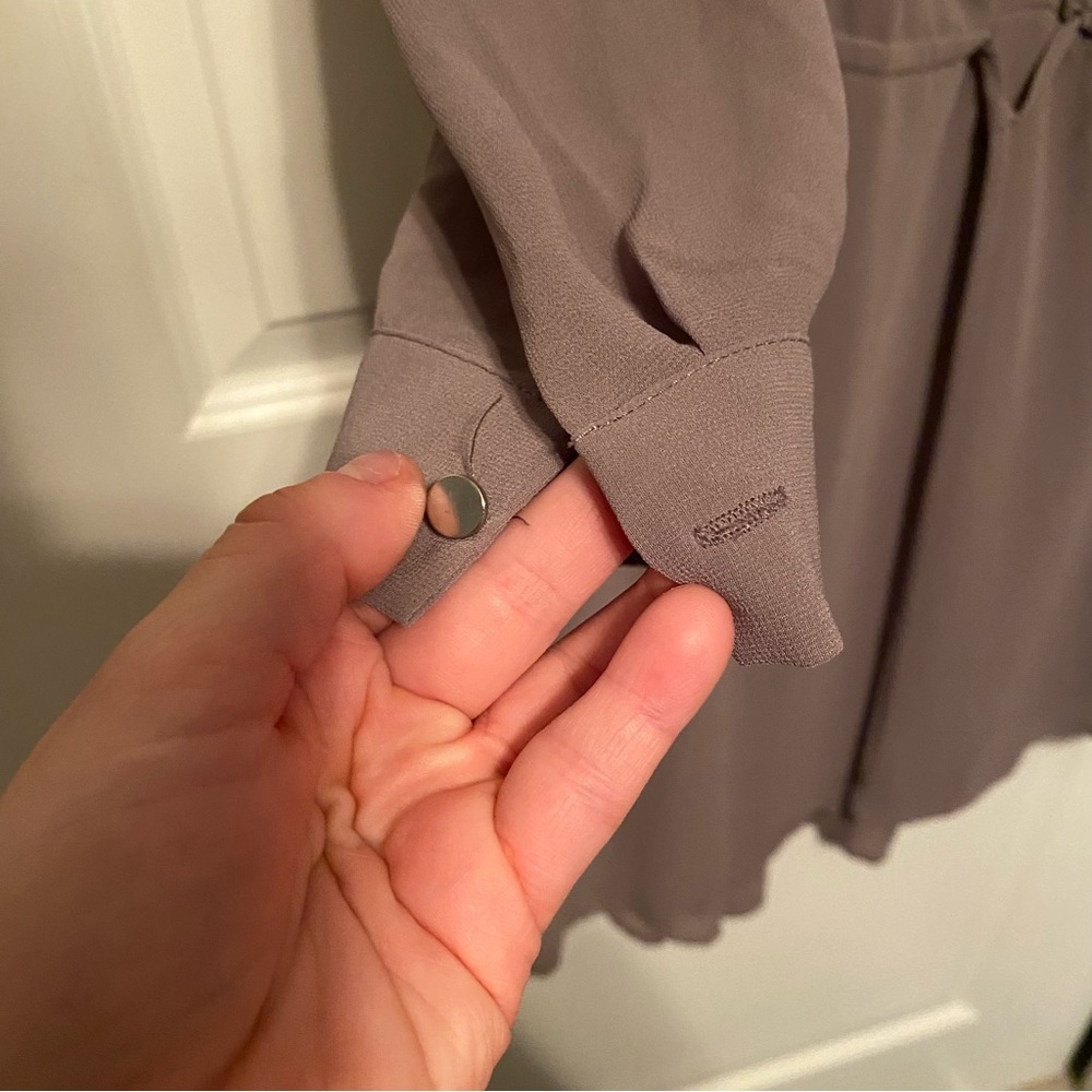 H&M Solid Gray Simple Button Down Long Sleeved Ru… - image 5